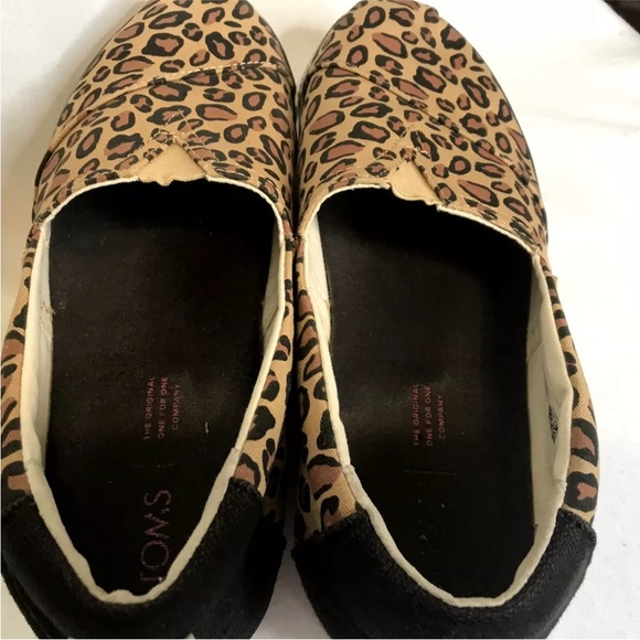 Toms Platform Slip On Sneakers Black/ Brown Cheetah Leopard Print women 8.5 - Picture 11 of 11